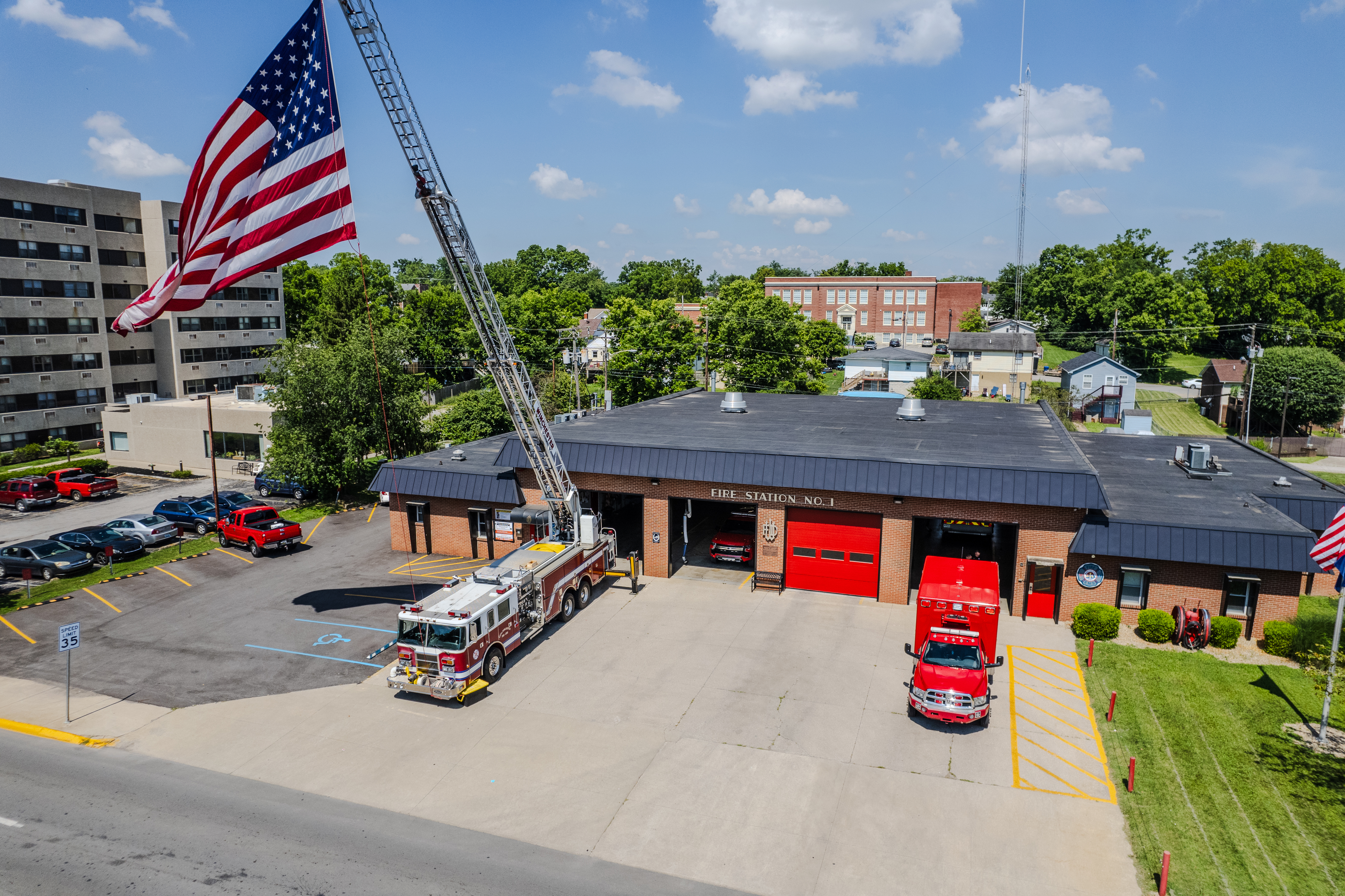 Aerial view of Winchester Fire Station No. 1